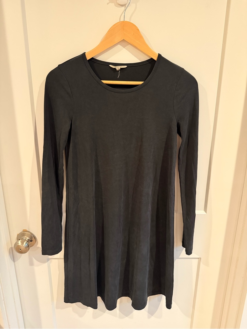 Madewell Modal Black Long-Sleeve A-Line Dress